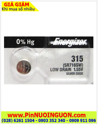 Pin SR716SW _Pin 315; Pin đồng hồ Energizer SR716SW 315 Silver Oxide 1.55v | HẾT HÀNG